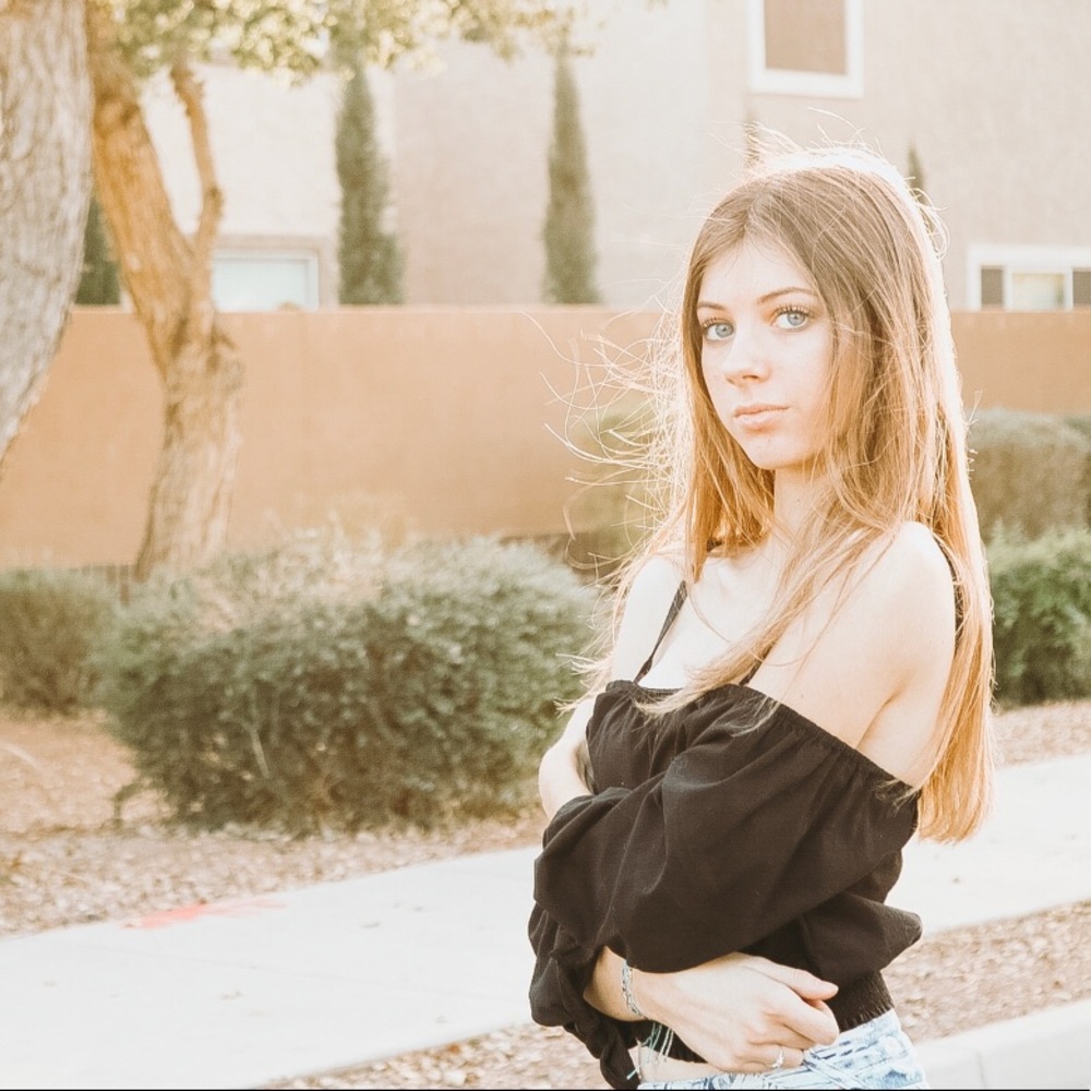 black off the shoulder tie-sleeve top